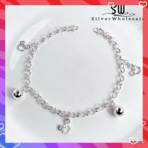SilverWholesale #BB155 Original Silver 925 "Sparkling Mickey Mouse" Baby Bracelet Anklet (Gelang Kaki/Tangan untuk Baby)