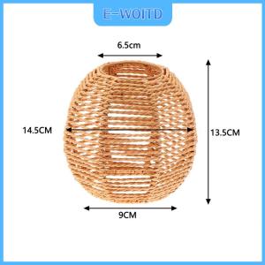 【E-WOITD】 โคมไฟแขวนสไตล์วินเทจ1ชิ้นโคมไฟสานแฮนด์เมดสำหรับห้องนั่งเล่นห้องนอนโรงแรมโคมไฟหวายจำลอง