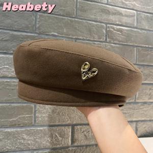 Heabety Cotton Women Berets Winter Hats Vintage French Plaid Top Military Cap Painter Hat Autumn Winter Street Octagonal Beret Caps
