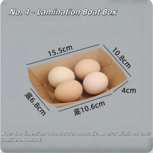 50PCS Thickened version Kraft Paper Snack Boat Box - Oil-Proof Open Tray for BBQ Wings Potato Chips