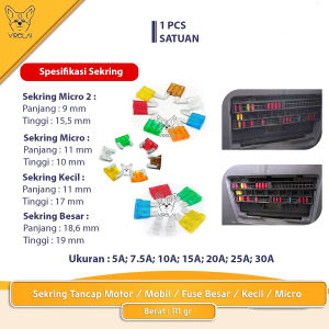 [5 PCS] Fuse Mobil Besar Sekring Tancap Ukuran 5A / 7.5A / 10A / 15A / 20A / 25A / 30A