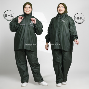 Jas Hujan XAV Setelan Jaket Celana Jumbo Pria Wanita Anti Rembes Bahan PVC Super Besar 3XL Dan 4XL
