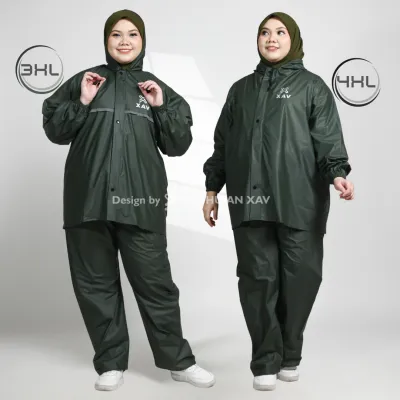 XAV Jas Hujan Jumbo Setelan Jaket Celana Pria Wanita Anti Rembes Bahan PVC 3XL Dan 4XL