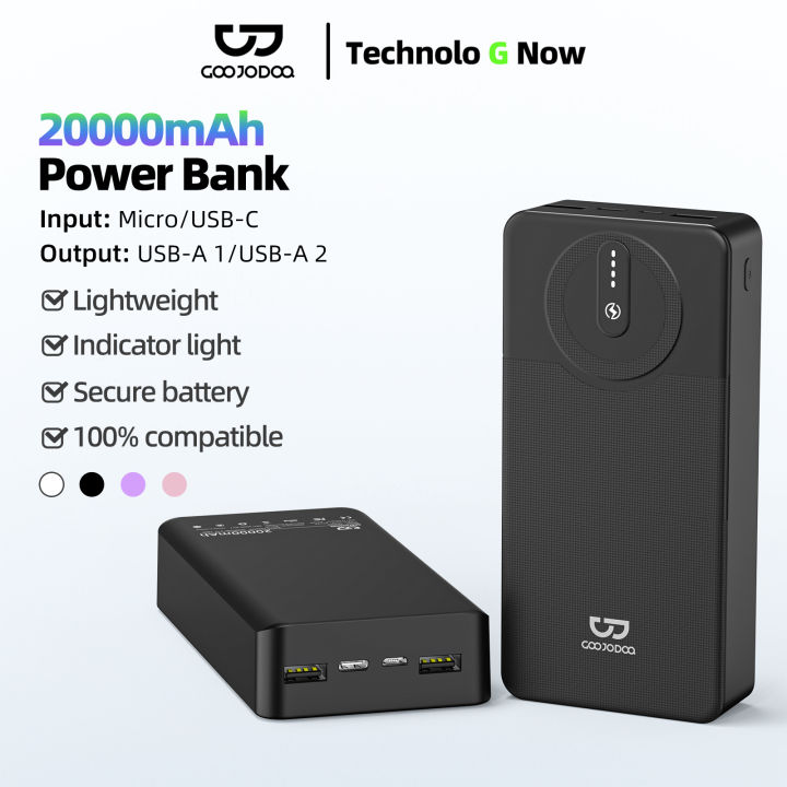 GOOJODOQ Power Bank USB Portable LED Light Charger 22.5W for Phone Pad Fan