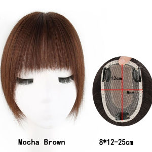 【B.Q】8*12/9*14cm Swiss Net Base 100% Human Hair Piece Black And Dark Brown Hair Topper Hair Replacement Cover White Hair Rose Net Breathable And Lightweight Wig Increase Hair Volume For Woman