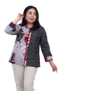 Atasan Batik Blouse Big Size Wanita  Lengkap S-M-L-XL-XXL-3L-4L-5L Model Blus Jumbo Seragam Batik / Atasan Big Size / Blus Batik Jumbo Kerja Wanita / Pakaian Kerja Jumbo Wanita