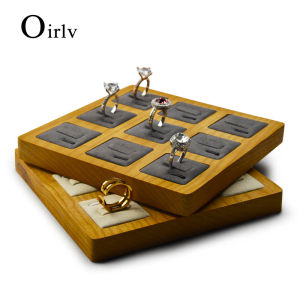 Oirlv Wooden Ring Jewelry Storage Organizer Display Tray Holder Jewelry Showcase Display Stand SM025