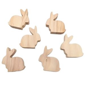 SIRENXI 6Pcs Chưa hoàn thành Đồ trang trí thỏ Phục Sinh Đứng Thực tế Tượng Thỏ Nhỏ Những người sưu tầm đồ chơi Làm thủ công Tượng Thỏ Phục Sinh Đồ thủ công mỹ nghệ