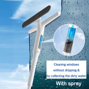 Window Glass Cleaner Wiper Long Handle Window Cleaning Brush Wiper with Sewage Collector