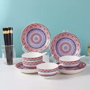 Andalusian-Inspired Collection bowl and plate set household ceramic rice bowl vegetable plate rectangular plate