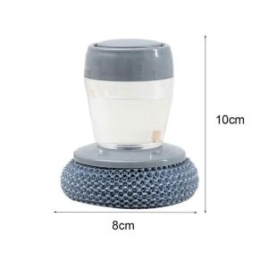 【VIDKHSY Store】Dish washing Brush With Liquid Soap Dispenser Multifunctional Kitchen Cleaner for Pans Pots/Utensils | Steel Wire & Short Handle Design