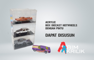 Box Akrylic Penyimpanan Diecast Mobil Miniatur 1:64 - Tutup Aksesoris