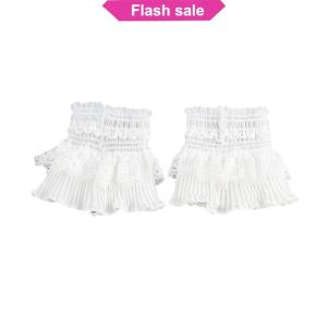 SHENHAO2🎀 Có Thể Tháo Rời Tay Áo Giả Còng Nữ Ren Mỏng Pleated Flare Tay Áo Ruffles Dây Đeo Cổ Tay Áo Len Áo Trang Trí Tay Áo