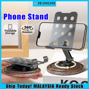 Metal Phone Holder 360° Rotatable Foldable Heavy-Duty Holder Wood Grain Metal Mobile Phone Holder