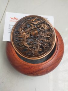 Hũ xông trầm lư xông trầm hương bằng gỗ trạm Long Phụng