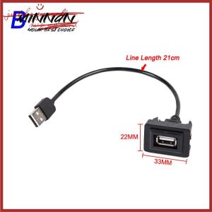 [minnan] Car Dashboard Flush Mount USB 2.0 Port Panel Male to Female Extension Cable Adapter for Vigo RAV4