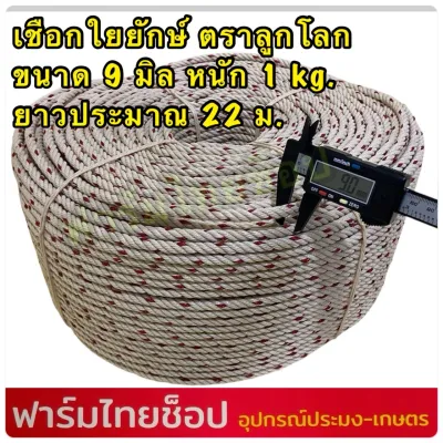เชือกใยยักษ์ ตราลูกโลก จำหน่ายเป็นกิโล มีขนาด 456789 1012 มิล ให้เลือก (จำหน่ายเป็นกิโล ความยาวต่อ 1 กิโล)