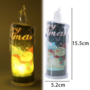 YESPERY Crystal Christmas Candle Light Built-in Battery Cartoon Santa Claus Snowman Printed LED Electronic Candle Holiday Christmas Decoration