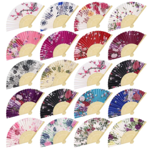 Large Folding Hand Fan Vintage Floral Fan for Women Girls Wedding Festival Dance Gift Performances Home Decorations