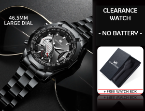 Original Waterproof Mens Quartz Watch Calendar Steel Watch with Free Gift Box WKB16