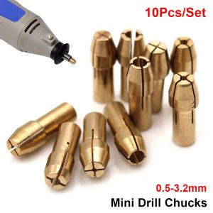 WININ 10Pcs Thân 4.8mm Đầu kẹp mán mini Đồng thau 05mm-32mm Bộ chuyển đổi Chuck Bền bỉ Dụng cụ xoay điện Dành cho Dremel