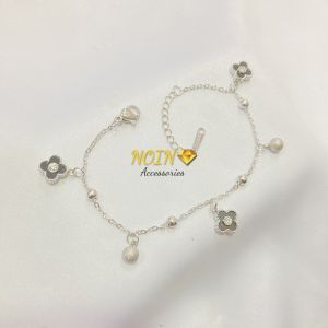 [ COD ] Noin ● Gelang Rantai Bunga Hitam Korea Terbaru / Gelang Titanium Jedar Wanita Korea / Gelang Titanium Anti Karat Selamanya GLT182