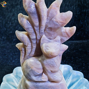 Collectors Grade Golden Belomorite Moonstone 9-Tailed Fox Display