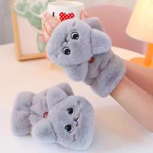 Găng Tay Mèo Bông 2 Cách Đeo – Găng Tay Lật Ngón Có Nắp Lông Mềm Giữ Ấm Chuyển Đổi Linh Hoạt