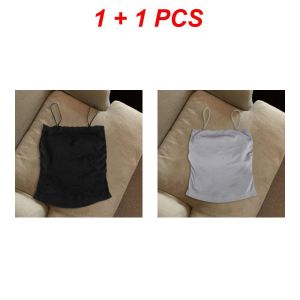 oobest 【Delivery 2-3 days】2pcs Lace Camisoles Top with Built-in Bra Backless Slim Fit Layering Going Out Tank Women