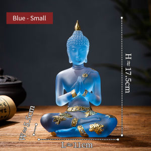 ประดิษฐานพระพุทธรูปเรซิ่นแบบไทยเซน ร้านกาแฟเคลือบชานม ประดิษฐานพระพุทธรูปปางนั่ง  พระพุทธรูปปางสีฟ้า พระพุทธรูปปางส้ม พระพุทธรูปปางสีขาว