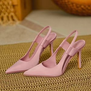 Pink Pointed-Toe High-Heeled Shoes For Women Elegant Stiletto Mules New Style Thin-Heeled Elegant Closed-Toe Sandals