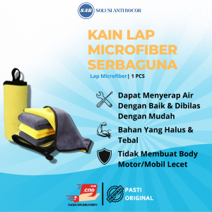 Kain Lap Microfiber Serbaguna 30x40Cm 2 Sisi Bulu Halus Super Tebal | KAIN MICROFIBER CLOTH DETAILING