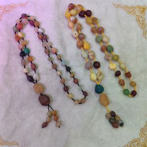 30pcs/lot Natural Sugar Heart Agate Beads Necklace red yellow green Designer styles Multi-loop bracelet Sweater chains Accessory