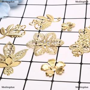 [COD] Modingdue 50Pcs Vintage Metal Leaf Filigree Flower Slice Charms DIY Craft Jewelry Making