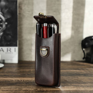 Da bò Thủ công da Pen trường hợp 3/5 khe cắm với loại bỏ khay bút da thật Xách tay kẹp giữ bút văn phòng bút chì đi học trường hợp