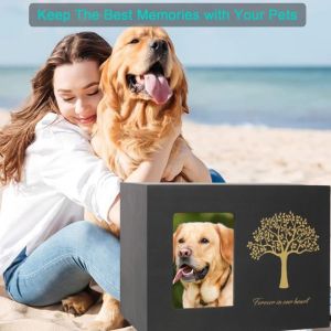 NUBE Wooden Pet Cremation Urn Photo Frame Moisture Proof Pet Memorial Urn Tree of Life Pet Ashes Box Pet Funeral