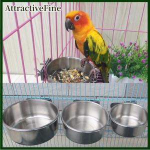 AttractiveFine Bát treo cho thú cưng Bát lồng đựng thức ăn cho chim và mèo bằng thép không gỉ
