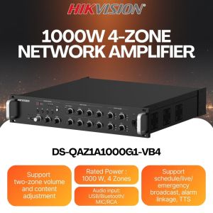 HIKVISION DS-QAZ1A1000G1-VB4 1000W 4-Zone Network Amplifier Support schedule/live/emergency broadcast alarm linkage TTS USB/Bluetooth/MIC/RCA