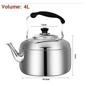 READY STOCK Non Magnetic Whistling Kettle Stainless Steel Induction Stove Cerek Air Panas Cerek Air Berbunyi 4L and 6L