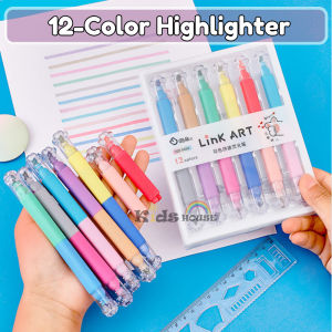 Premium Highlighters Pack - 12 Vibrant Fluorescent Colors Pens with Chisel Tips for Office & School Use
