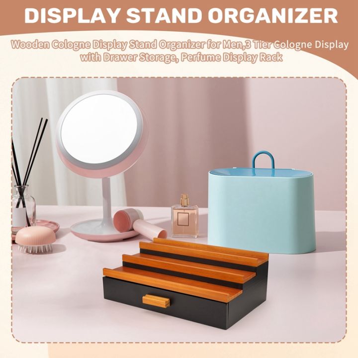 Wooden Cologne Display Stand Organizer for Men, Tier Cologne