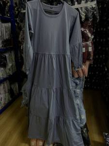 T-Shirt Dress Jubah Muslimah Budak Kembang Plain Mariana (Saiz 4 - 12)