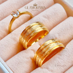 Glamorama Couple Rings: "Emilio" Engagement & Wedding Ring Set