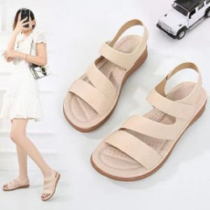 [Free Shipping] WomenS Summer Sandals New Style Open-Toe Flat-Soled Suitable For Middle-Aged And Elderly Women