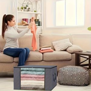 OOC Oversized Foldable Storage Bag Non-woven With Visible Windows Large Storage Boxes Simple Durable Quilt Organizer For Bedding
