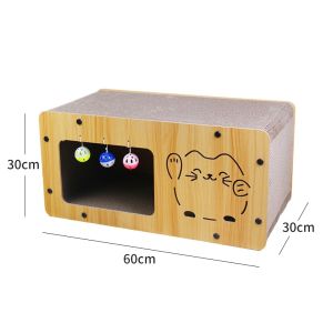 Cat House Wooden Bed Scratching Boad Recess Space Cat Condo Tahan House DIY Assembly