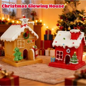 CuddleCove Christmas LED House Resin Luminous Castle Village Miniature House Xmas Gift Ornaments New Year Decor