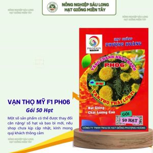 Gói 50 Hạt Vạn Thọ Thái Lùn F1 PH06 – Vàng Chanh Nhụy Xanh