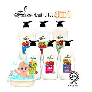 Felora Junior Kids Head to Toe 4 in 1 Soft Smooth Clean Baby Body Shampoo/ Syampu Bayi (750ml)/沐浴露