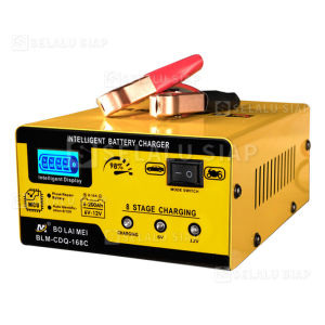 Charger Aki Mobil Portable Otomatis Auto On Off Dan Motor Otomatis Cas Accu Kering Dan Basah 250W 12V/24V 200AH Alat Pengecas Aki Motor Mobil Truk Digital Ces Aki Carger Murah BLM-CDQ-168
